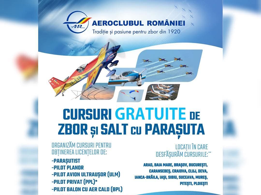 Aeroclubul Romaniei lanseaza cursuri gratuite de zbor