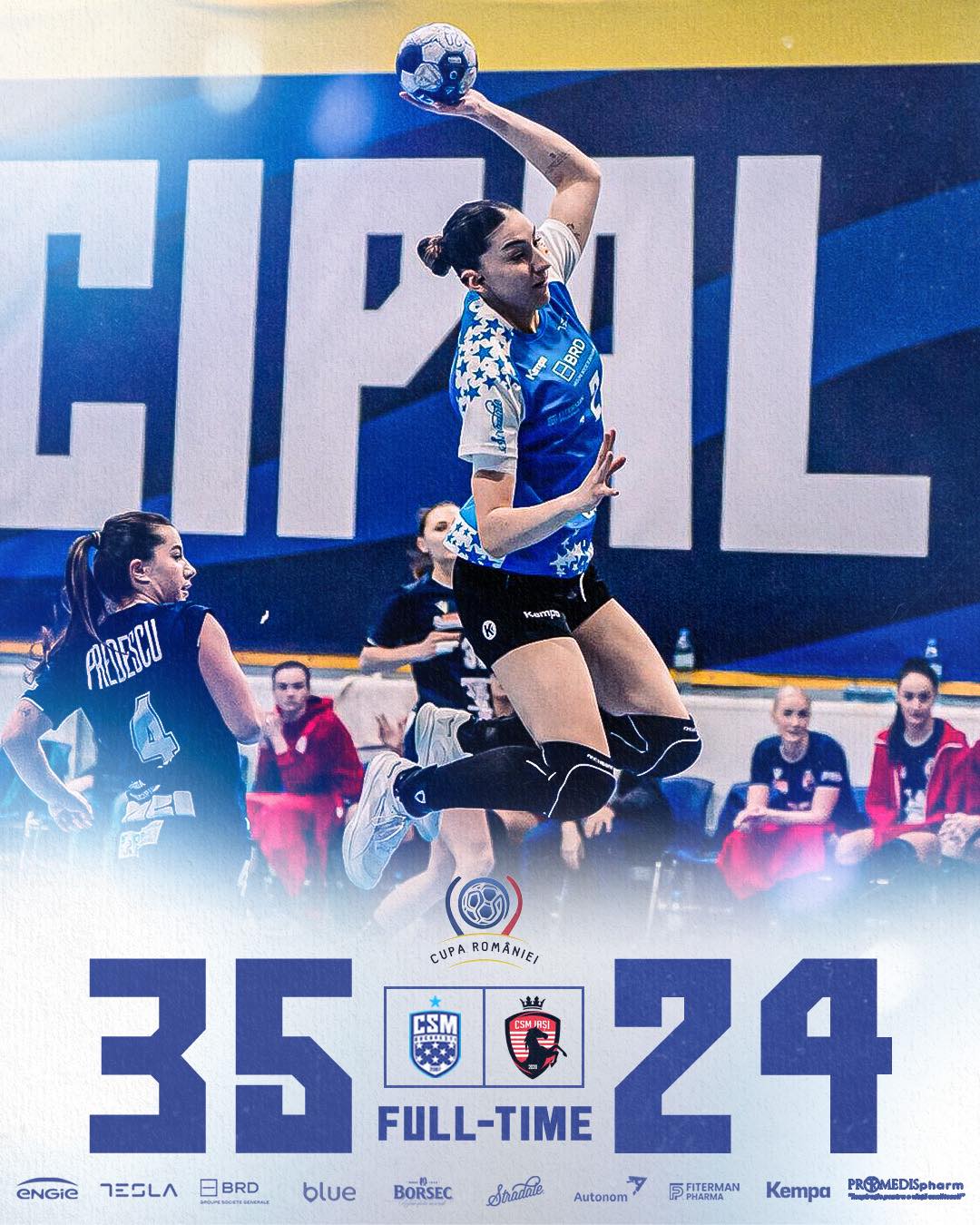 CSM Bucuresti detinutorea trofeului invinge CSM Iasi si se califica in sferturile de finala ale Cupei Romaniei la handbal feminin