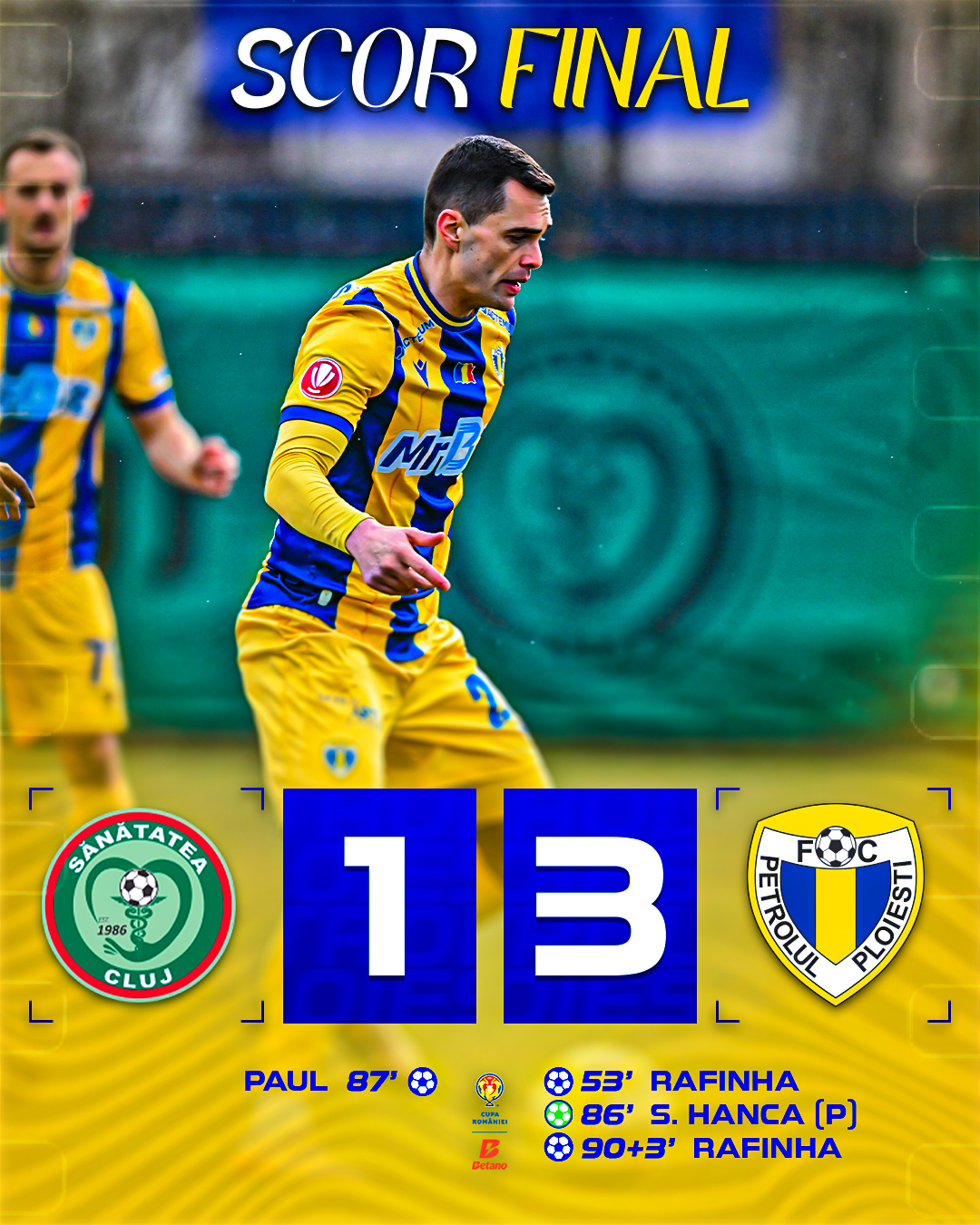 Petrolul Ploiesti invinge Sanatatea Cluj in ultima partida din grupa la Cupa Romaniei la fotbal