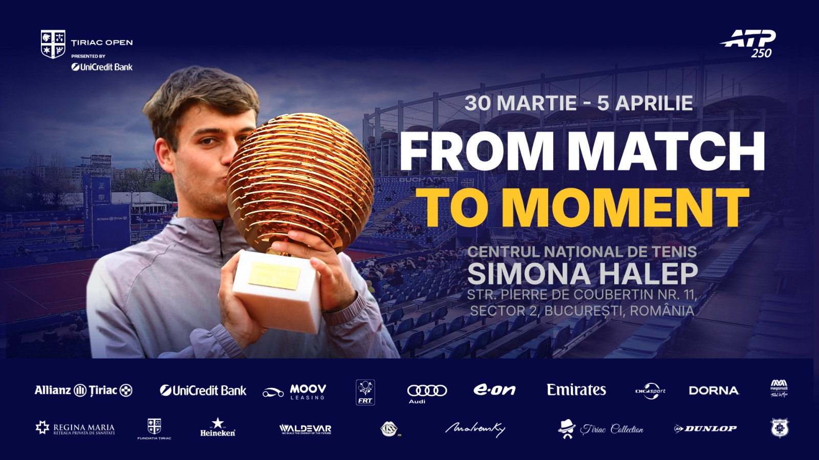 Intoarcerea Tiriac Open la Bucuresti 30 martie 5 aprilie la Centrul National de Tenis Simona Halep Premii depasind 600000 de euro