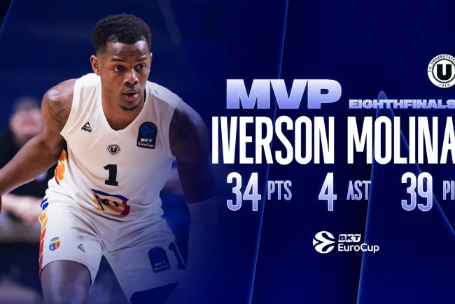Iverson Molinar de la U BT Cluj Napoca MVP ul fazei optimizilor de finala Eurocup