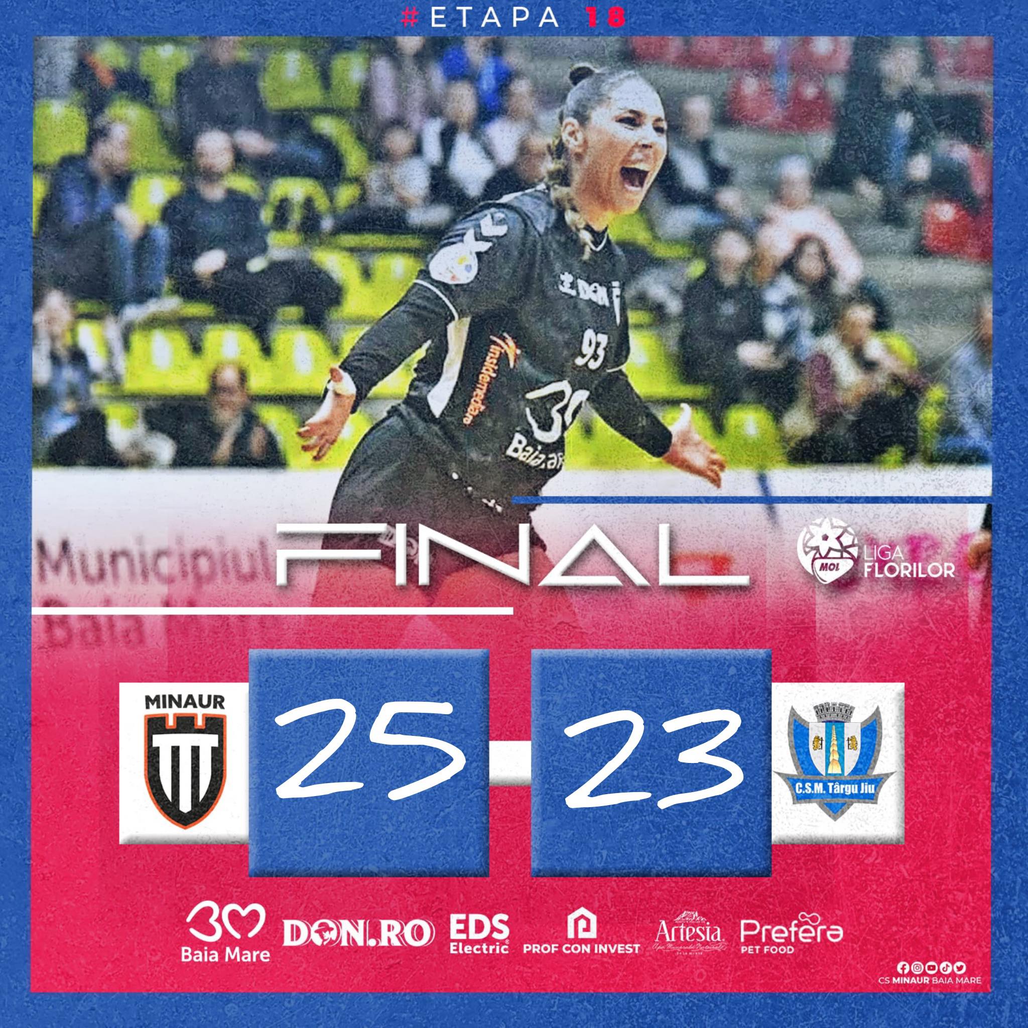 Minaur Baia Mare invinge CSM Targu Jiu si se claseaza pe locul 5 in Liga Nationala de handbal feminin