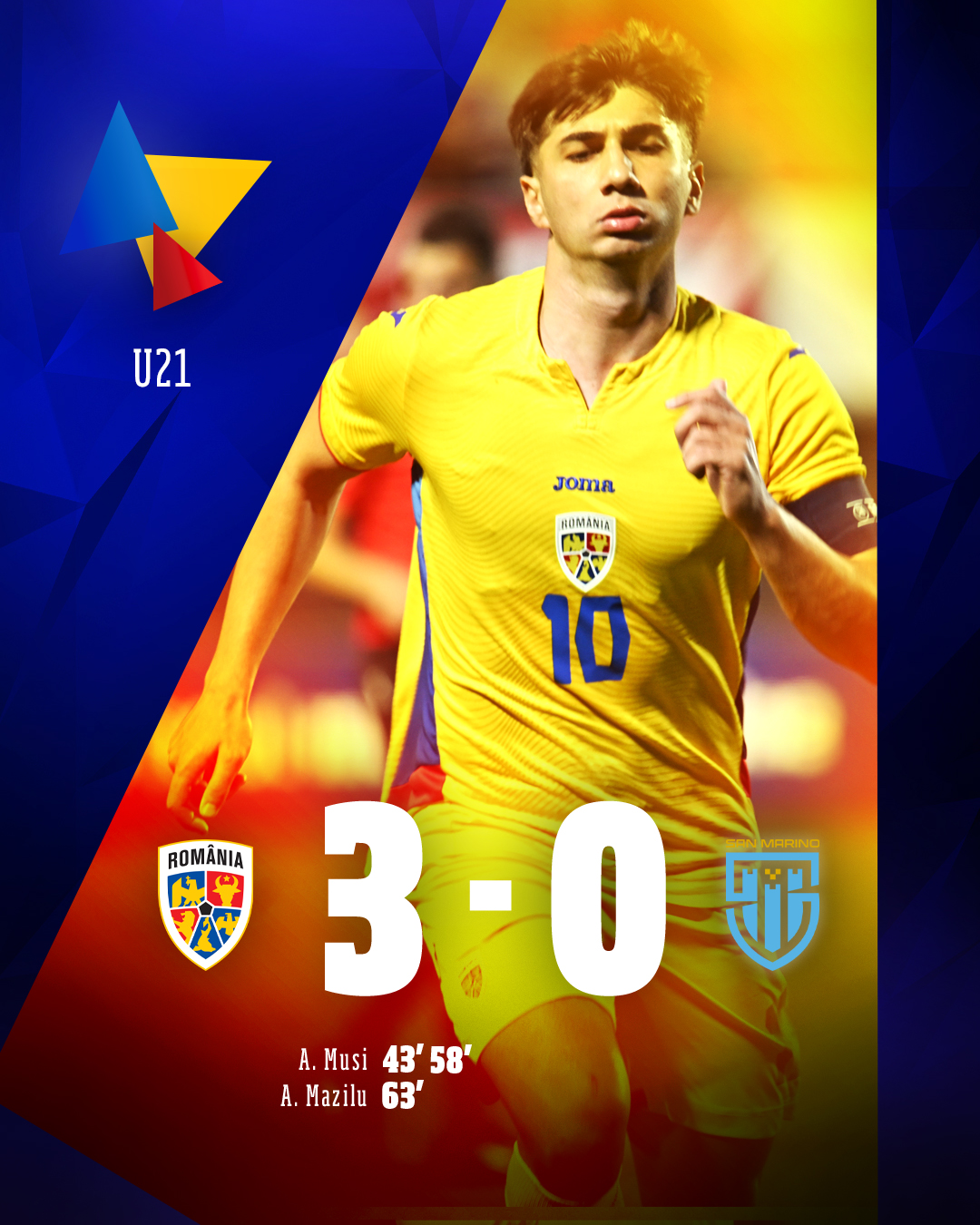 Capitanul echipei nationale de tineret Alexandru Musi a fost ales tricolorul lunii martie