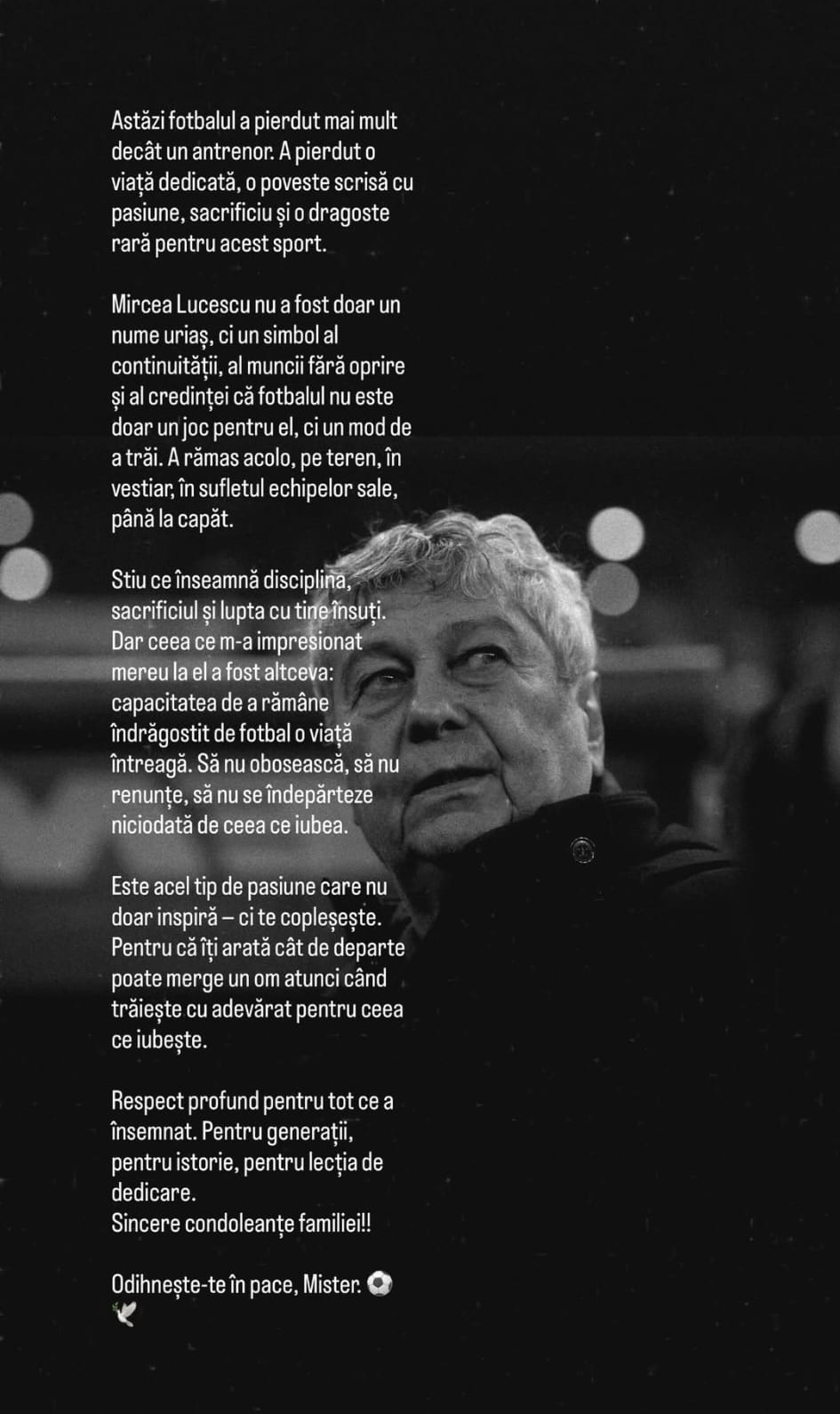 Simona Halep despre Mircea Lucescu A ramas prezent pe terren in vestiar in sufletul echipelor sale