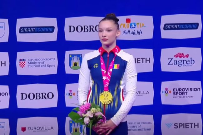 Romania are o noua campioana europeana la gimnastica Aniela Tudor a obtinut medalie de aur la Zagreb