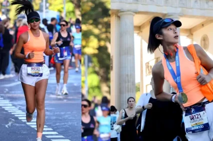 Influenceriță la Maratonul Berlinului: a pedalat pe traseu, apoi s-a lăudat cu recordul